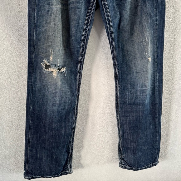 Buckle Black Jeans Distressed Denim Three Fit 34X32 Fade Stitching Medium Wash - Picture 4 of 16